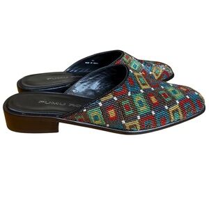 Fumu Roi Multi Beaded Slide Mules Women’s Size 9N